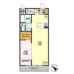 ウエストエーデル 1LDKの間取図画像