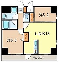 旭ビルサンライズレジデンス 2LDKの間取図画像