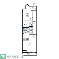 ベルジューレ越谷 1LDKの間取図画像