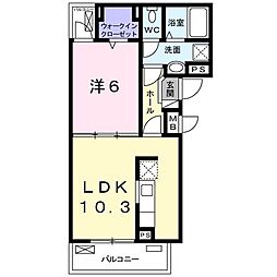 レジデンスKIZU 1LDKの間取図画像