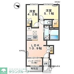 クレリエール 2LDKの間取図画像