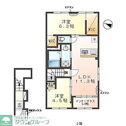 クレリエール 2LDKの間取図画像