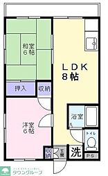 コーポ清水 2DKの間取図画像