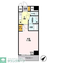 キャメロット新越谷 1Kの間取図画像