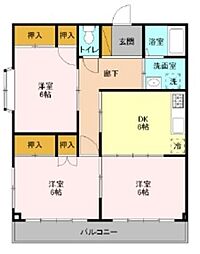 ブライトシャイン 3DKの間取図画像