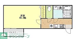 越谷市東大沢1丁目アパート 1Kの間取図画像