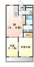 ベル・グラース 2DKの間取図画像