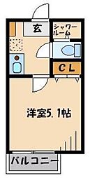 GAP草加 1Kの間取図画像
