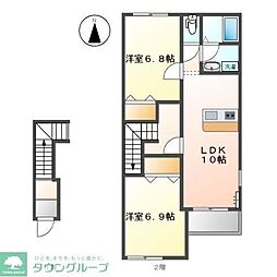 スターテラス小山 2LDKの間取図画像