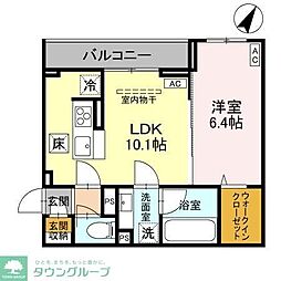 越谷市大字大房アパート 1LDKの間取図画像