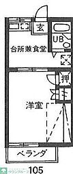 コーポオーク1 1DKの間取図画像