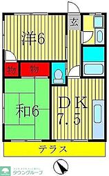 キャビンコスモス 2DKの間取図画像