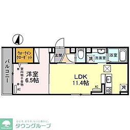 アヴァンス八潮B 1LDKの間取図画像