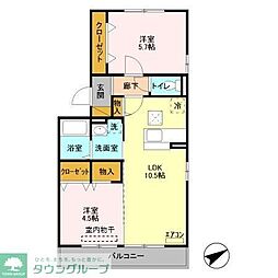 愛宕ビューハイツ 2LDKの間取図画像
