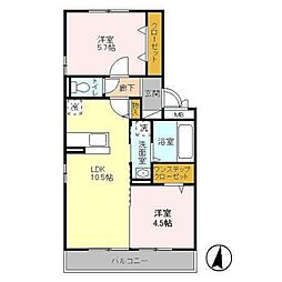 クレセントM5 2LDKの間取図画像