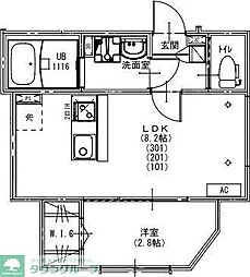 越谷市大字大房アパート 1LDKの間取図画像
