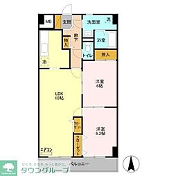 クレドール草加 2LDKの間取図画像
