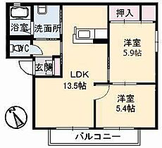 ディアス横尾  ｜ 広島県福山市横尾町2丁目（賃貸アパート2LDK・1階・54.34㎡） その2