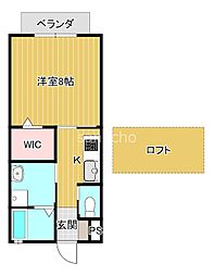 ボナールコート靜 1Kの間取図画像