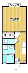 ヴィラ北條 1Kの間取図画像