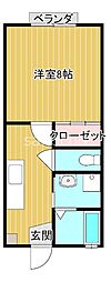 ヴィラ北條 1Kの間取図画像