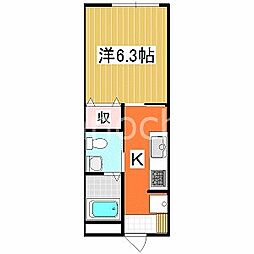 マリンハイツ・ヒロヤ 1Kの間取図画像