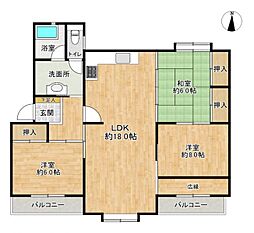 原ハイツ 3LDKの間取図画像