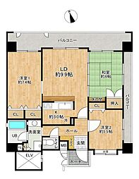 アンピール六本松 3LDKの間取図画像