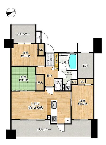 明るく風通し良好な3LDKの間取りです♪