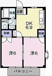 アメニティ浅見 2DKの間取図画像