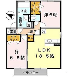 ノモス榮　B棟 2階2LDKの間取り