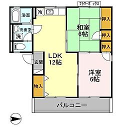 メゾンカトルズ北棟 2LDKの間取図画像