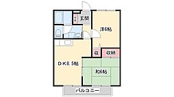 ハイツサンシティー保城 2DKの間取図画像