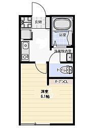きっか中島 1Kの間取図画像