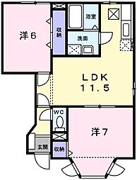 N.Kヒルズ2棟 2LDKの間取図画像
