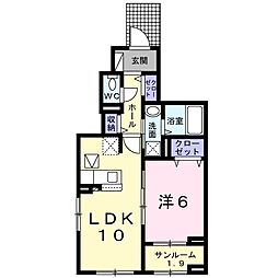 フェリア垣内 1LDKの間取図画像