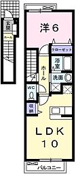 グレイス別所南 1LDKの間取図画像