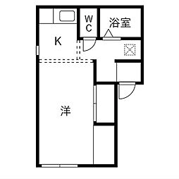メゾン澤田B棟 ワンルームの間取図画像