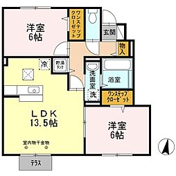 セジュールM青山西 2LDKの間取図画像