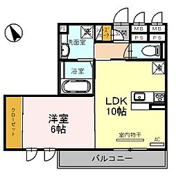 プリムローズ・佳音 1LDKの間取図画像