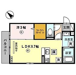ボナール駅前 1LDKの間取図画像
