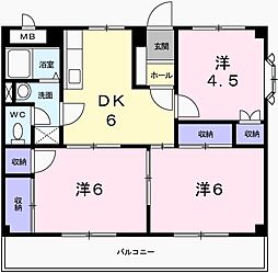 サンファミール西庄 3DKの間取図画像