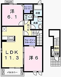 サニーレジデンス御着A 2LDKの間取図画像