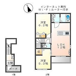 サクラージュ2 2LDKの間取図画像