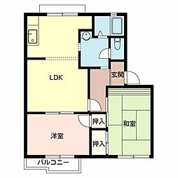 白東ハイツB棟 2LDKの間取図画像