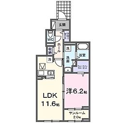 ロジュマンIII 1LDKの間取図画像