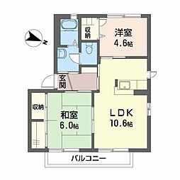 シャーメゾンさくら坂B棟 2LDKの間取図画像