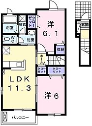 サンライズ1 2LDKの間取図画像