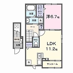 グラムス レビン 1LDKの間取図画像