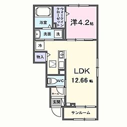 グラムス レビン 1LDKの間取図画像